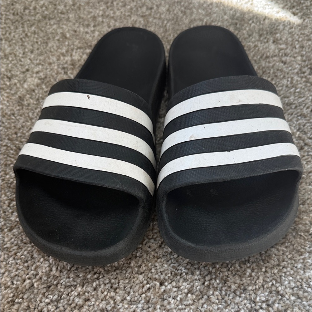 adidas Black and White Slide Sandals